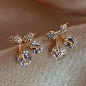 Rhinestone Cherry Shaped Stud Earrings